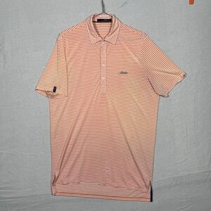 Polo Ralph Lauren RLX Golf Polo Mens Medium Orange White Stripe Floridian Club
